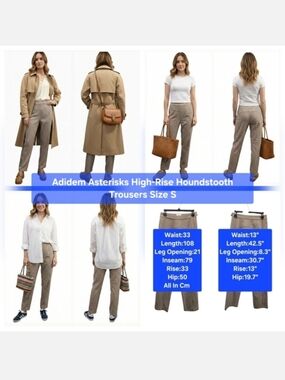 Adidem Asterisks High-Rise Houndstooth Trousers Size S